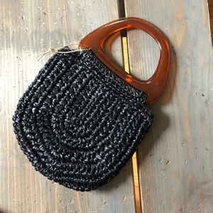 Vintage Style Black Pocketbook Purse w/ Plastic